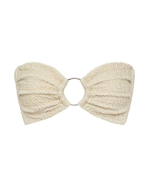 Montce White Neutrals Oat Texture Tori Ties Bandeau Bikini Top