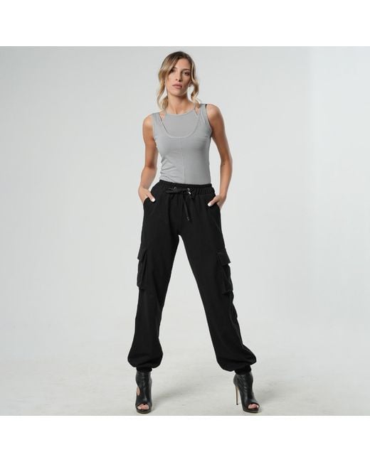 Metamorph Black Casual Cargo Pants