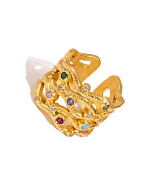 Ebru Jewelry Metallic Eternal Waves Multi Gemstone Statement Ring