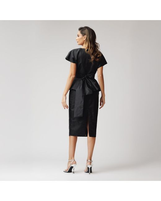 concept A trois Black Taffeta Top With Pleats