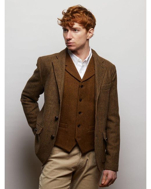 Guards London Brown Sherwood Tweed Wool Waistcoat for men