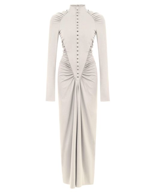 Nocturne White Stone Drape Detailed Maxi Dress