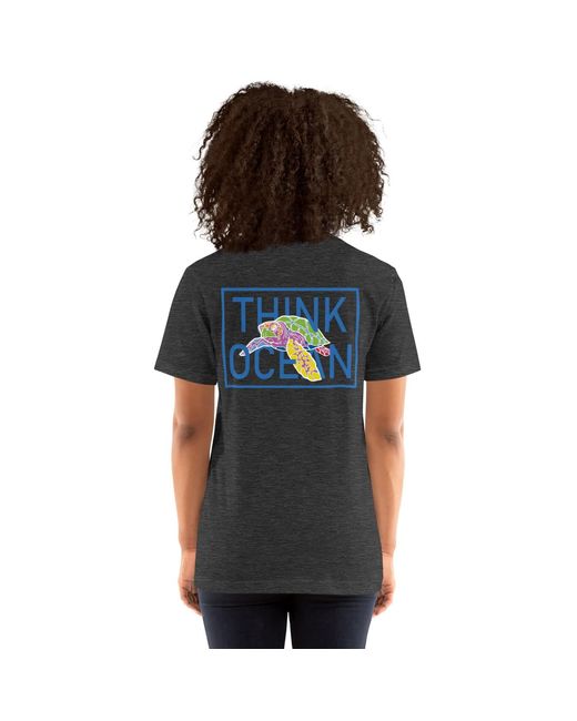 Anchor and Crew Black Heather Think Ocean Turtle Fluorescence Cotton Embroidered T-Shirt