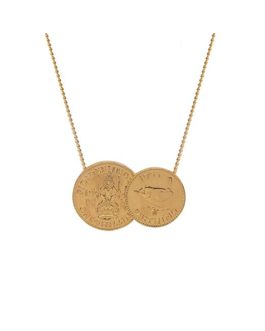 Katie Mullally Metallic Scottish & English Double Coin Pendant Plated Necklace