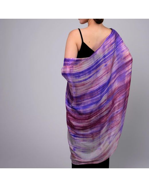Silk and Bears Purple Berry Brushstroke Silk Scarf – Hand-Dyed Mulberry Silk, Evening Wrap & Gift