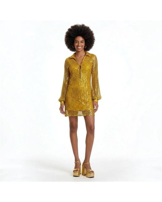 Laura Citron Yellow Golden Glow Sequin Dress