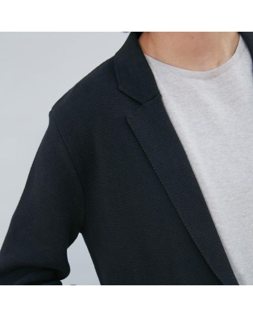 Paul James Knitwear Blue Midweight Cotton Tara Relaxed Fit Knitted Blazer