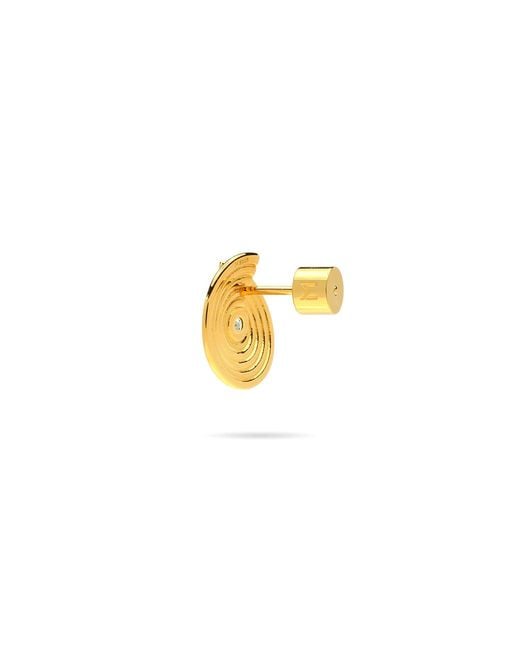 Meulien Metallic Open Twist Disc Stud Earrings With Engraved Circles And Cz
