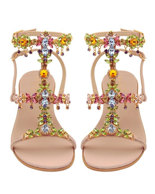 DAMAPREZIOSA Metallic Matilde High Hill Jeweled Sandals