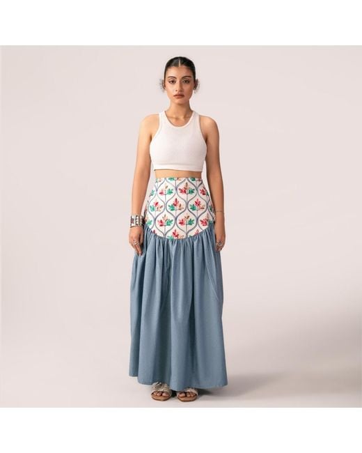 Collected Xx Blue Patchwork Skirt