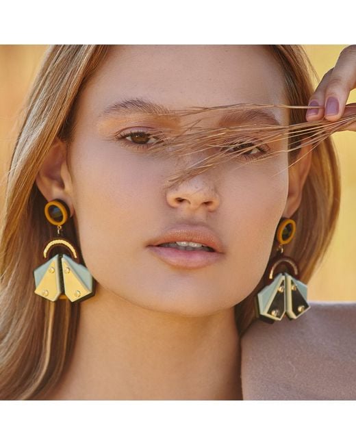 Gissa Bicalho Yellow Acrylic Handmade Earring Papaloti Mustard
