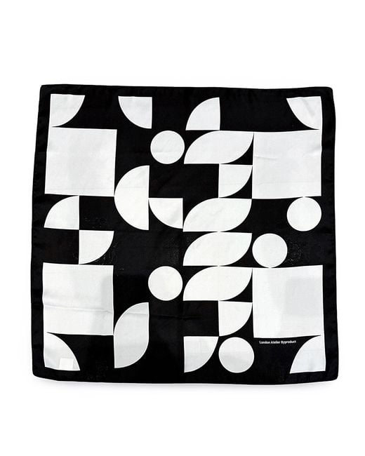 London Atelier Byproduct Black Geometric Print Square Silk Scarf