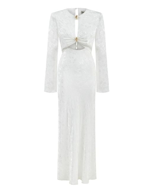 Nocturne White Cut-out Long Dress-ecru