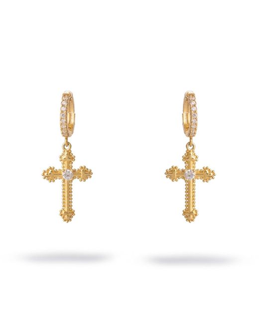 Ebru Jewelry Metallic Divine Spark Cross Vermeil Earrings