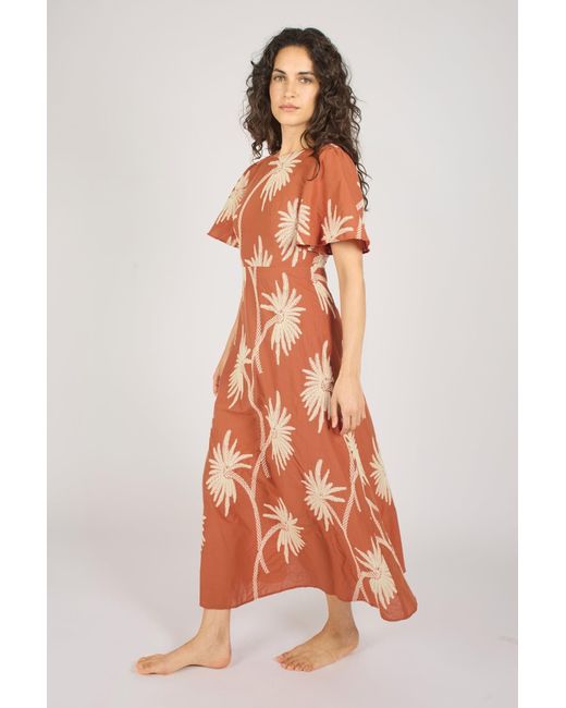 Traffic People Orange Palms Of Promise Rene Dress