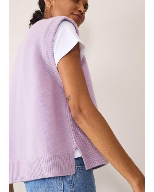 Loop Cashmere Purple Ribbed Detail Lofty Cashmere Tank