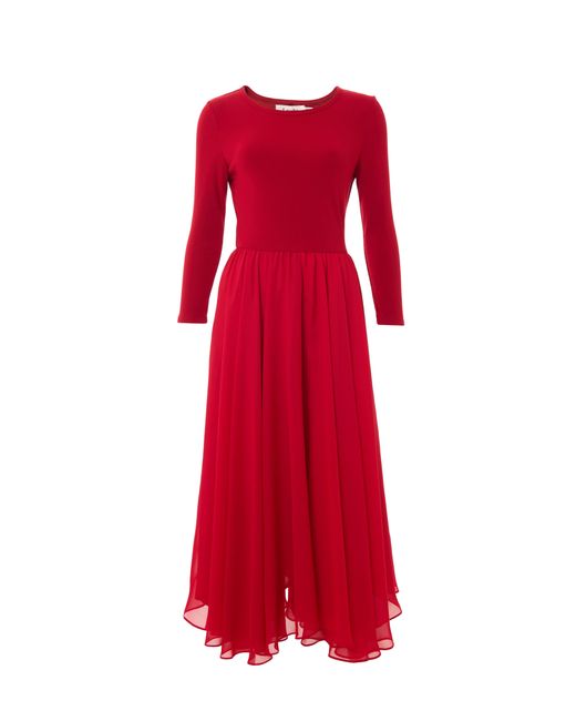 Louche Red Huxley Ballerina Style Maxi Dress