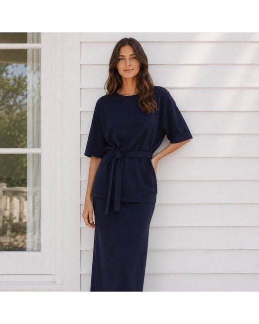 Bel Cashmere Blue Elena Top With Belt