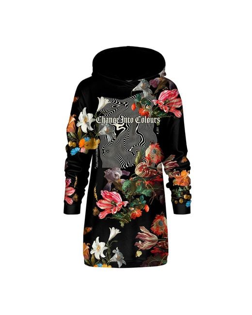Aloha From Deer Black Flowers Hoodie Oversize Hoodie Dress