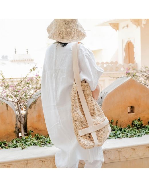 LIKHÂ White Neutrals Handwoven Raffia Beach Tote And Sun Hat Set