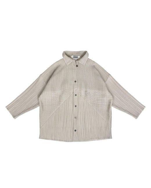 London Atelier Byproduct Gray Neutrals Multi Way Accordion Pleated Shirt