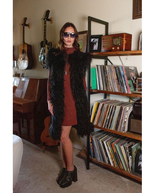 Jennafer Grace Black Zenobia Psyche Faux Fur Trim Vest