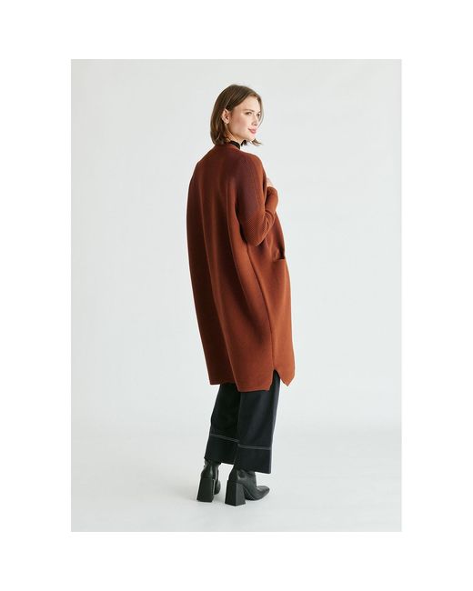 Paisie Brown Long Ribbed Cardigan