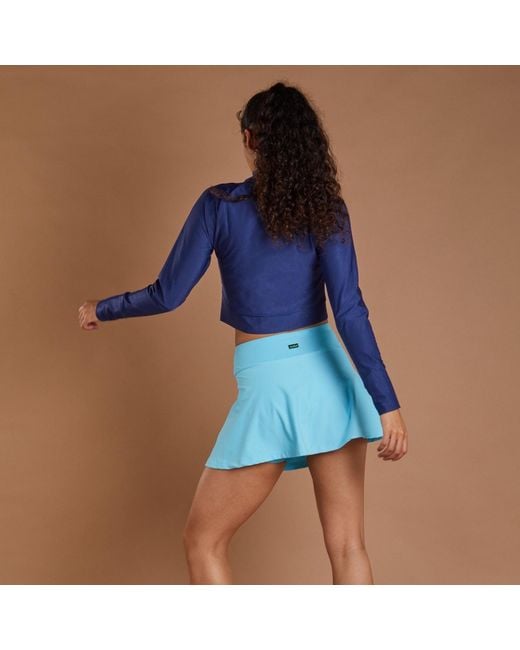 NUMBAT Blue Stella Zipper Swim Crop Top With Long Sleeves