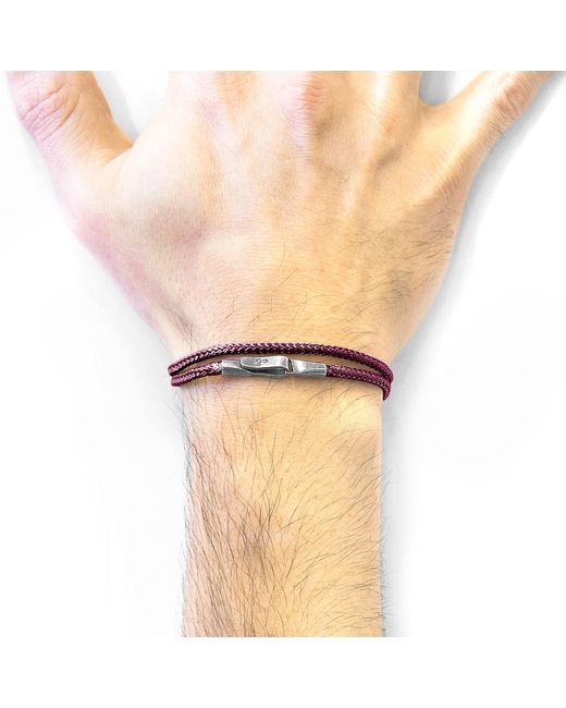 Anchor and Crew Purple Aubergine Liverpool & Rope Bracelet for men