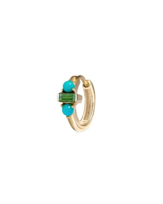Zohreh Blue Tourmaline & Huggie Hoop Earring 9K