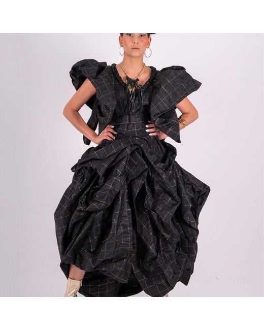 Miro Misljen Black Avant-Garde Silk Sculptural Dress