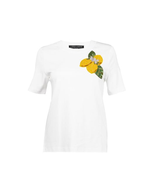 House of Laines London White Laines Couture Embellished La Dolce Vita Lemons T-Shirt
