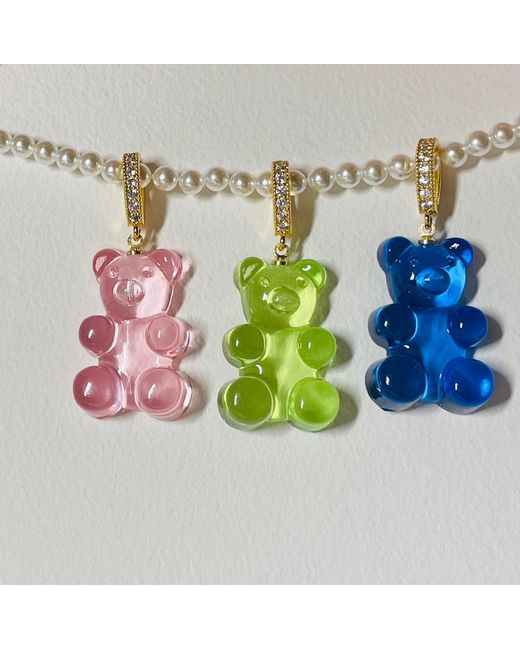 Ninemoo Metallic Shell Bead Necklace And Gummy Bear Pendant