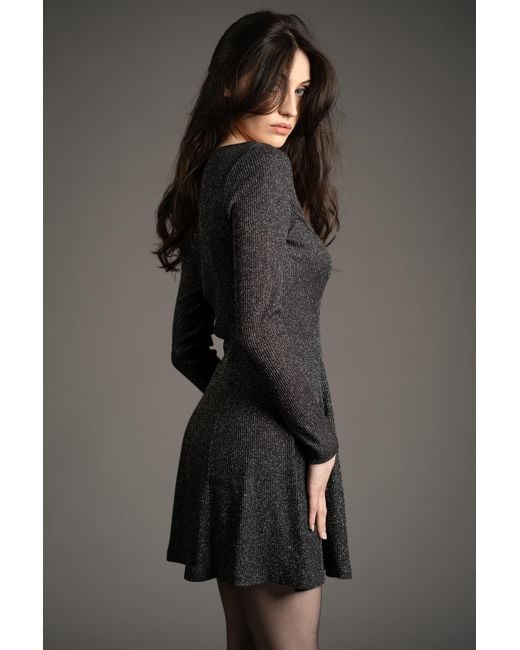 Little Lies Black Neutrals Sweet Jane Gunmetal Shimmer Mini Dress