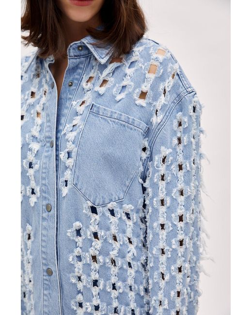 Pcfg Blue Perforated Denim Shirt
