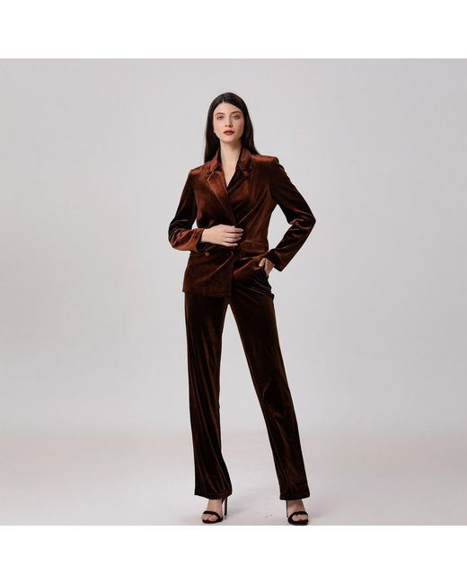 Smart and Joy Black Straight Velvet Suit Pants