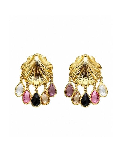 Eyeconic by Samar Ajram Metallic Golden Shell Earrings
