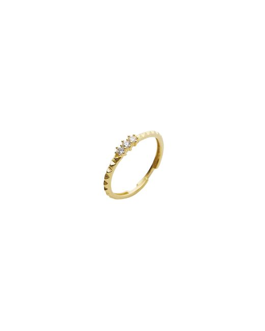Spero London Metallic Sterling Three Round Gem Stacking Ring