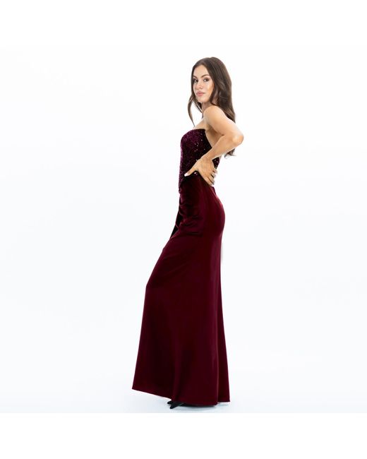 Angelika Jozefczyk Red Nadya Satin Evening Gown With Sequins Burgundy