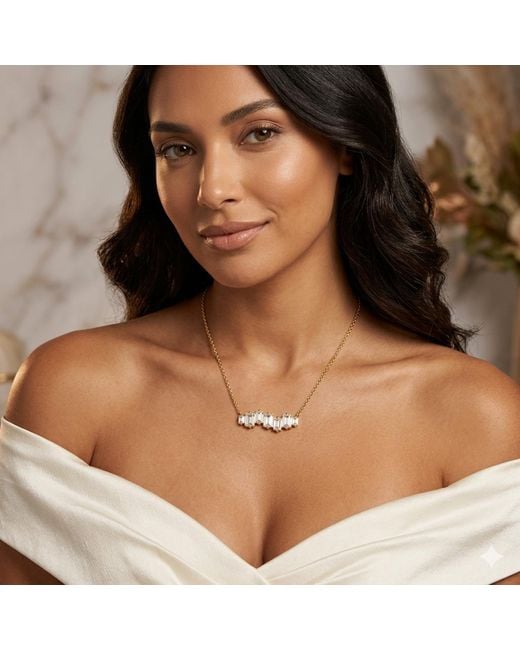 Artisan Metallic 14K Emerald Cut Diamond Bar Pendant Necklace