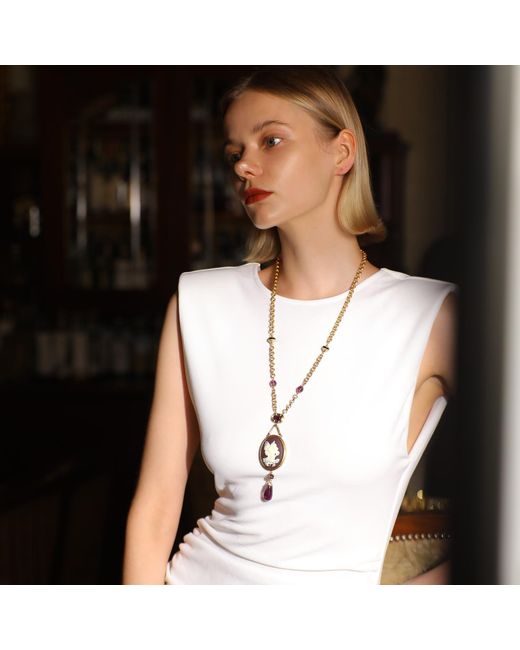 Retro Chic Metallic Roman Goddess Necklace