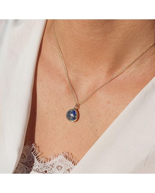 Harfi Blue Vermeil Plated Lapis Lazuli September Birthstone Pendant Necklace