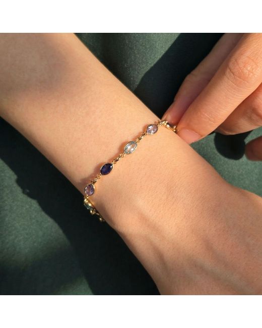 Harfi Metallic Crystal Multi Gemstone Plated Bracelet