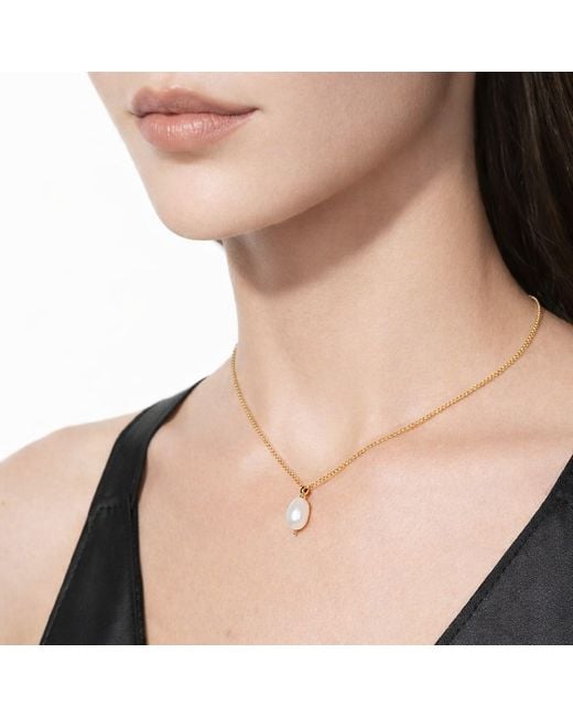 Unaloe Metallic Plated Baroque Pearl Pendant Necklace For – Luxury Freshwater Pearl Statement Jewelry Gift For Her