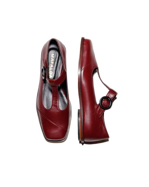 Mafalda Red Claire Wine Mary-Jane Flats