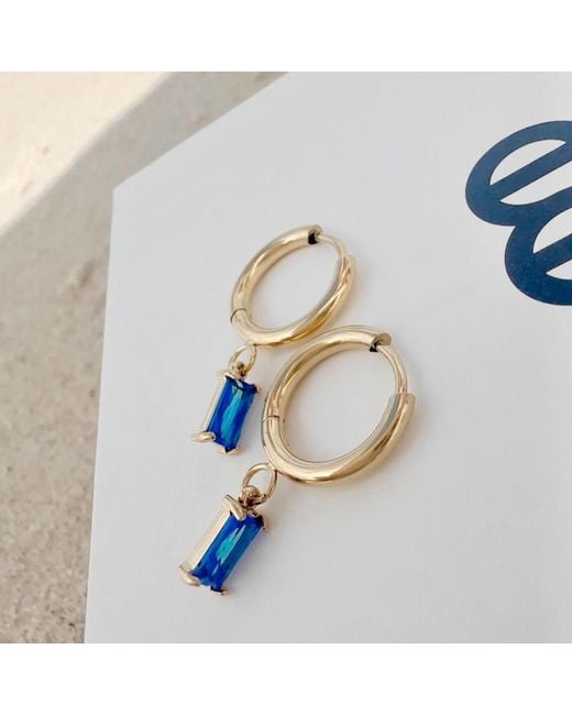 Evie Jewelry Metallic Luxe Drop Sapphire Huggie Earrings
