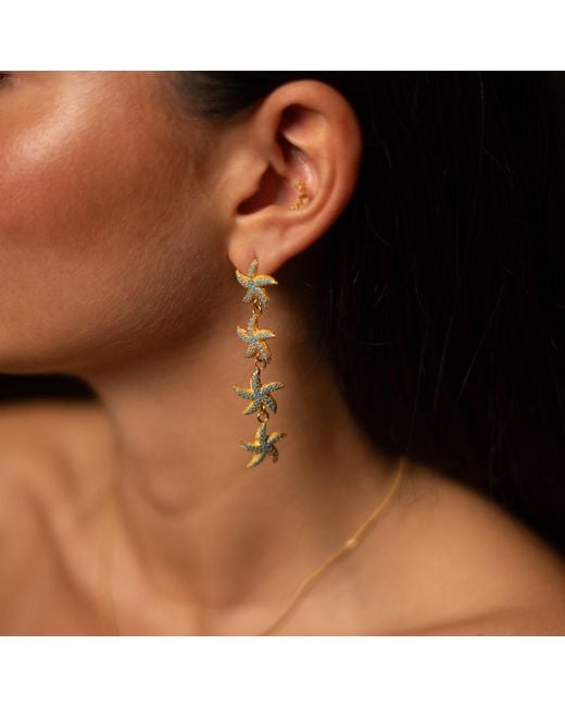 Ebru Jewelry Metallic Starfish Cascade Dangle Earrings