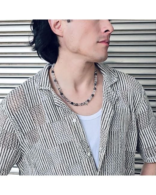 Farra Metallic Rutilated Quartz Necklace for men