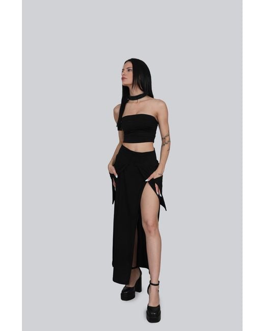 Yogi8Apparel Black Soft Armour Split Skirt