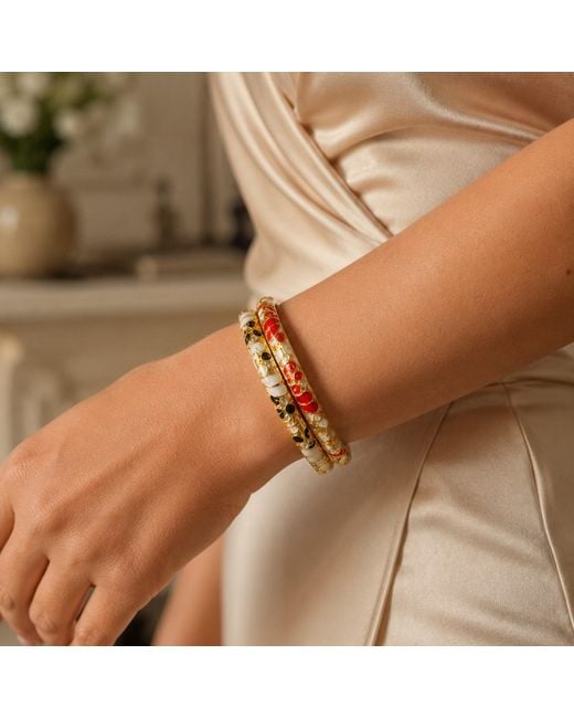 Nuvv Collection Metallic Enamel Luxe Bangle Set – Ivory